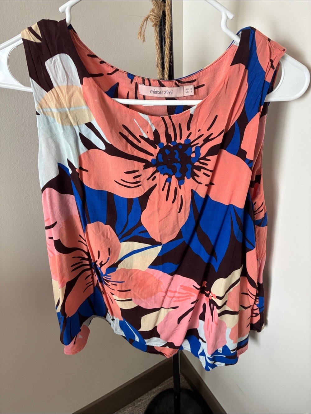 Mister Zimi Coral & Blue Floral Tank Top